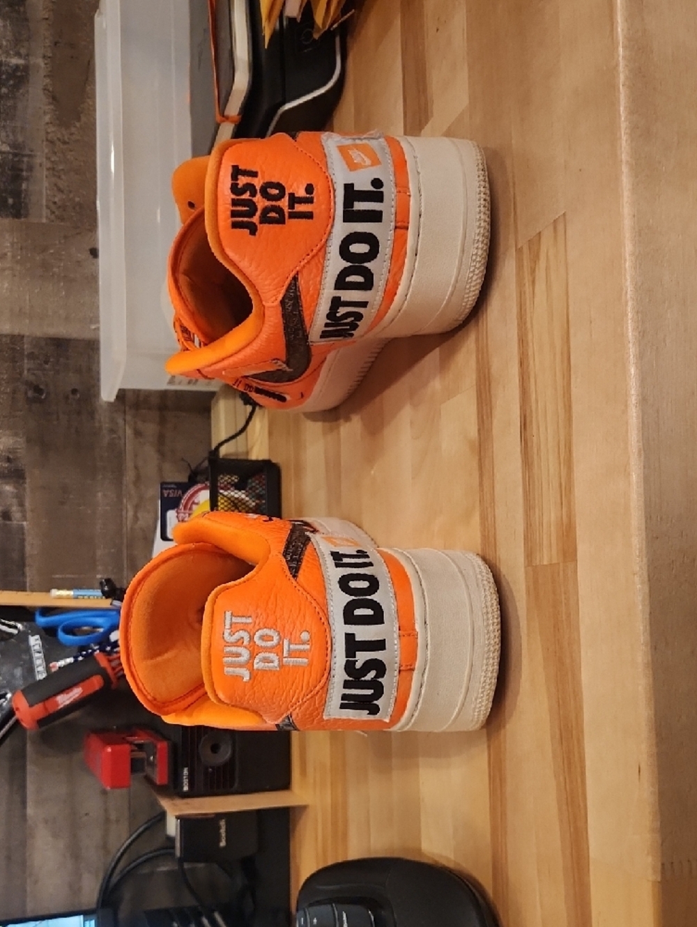 Nike Orange 'Just Do It' Swoosh Low-Top Sneakers AF1 - Picture 6 of 11